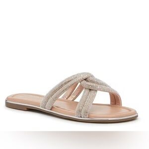 Mix No. 6 Women's Studded Slide Cushioned Sandals in Silver Size 9.5